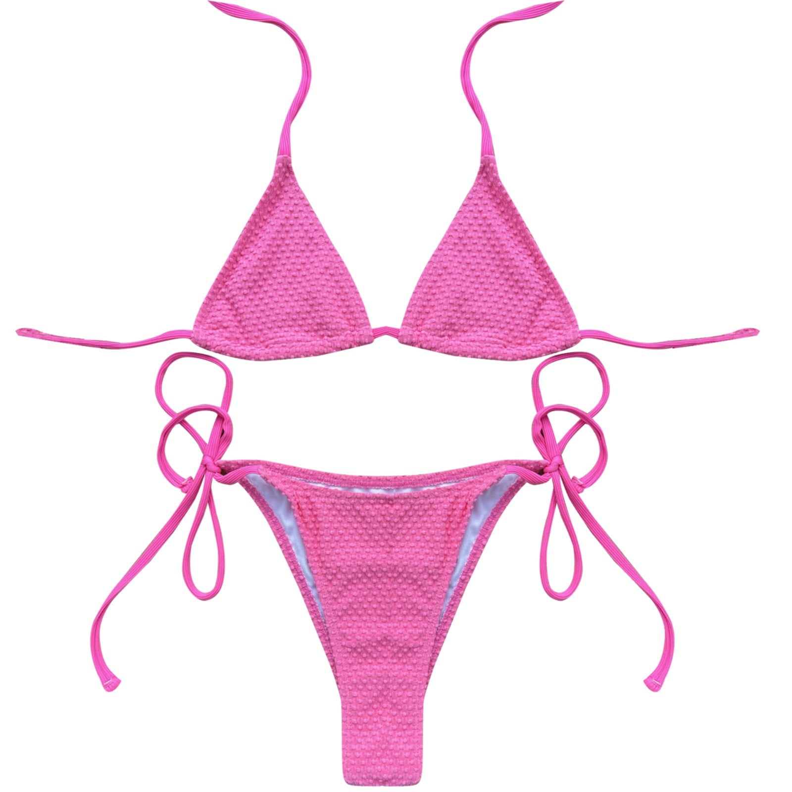Pink Abstract Print High Leg Scoop Bikini Set