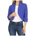 thumbnail image 1 of adviicd Womens Blazer Women's Relaxed Scuba Knit Stretch Blazer with Scrunch Sleeves (Blue,M), 1 of 6