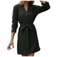 thumbnail image 1 of adviicd Womens Button Shirt Dress with Pockets Fall Mini Dresses Long Sleeve 3/4 Sleeve Long Tunics Blouse with Belt (Black, XL), 1 of 6