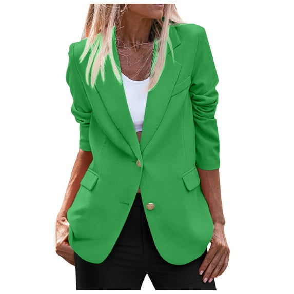 adviicd Womens Blazer Women's Work Office Blazer Stretch Lapel Collar Long Sleeve Jacket Suit Blazer Casual Blazers Open Front Blazer (Green,XL)
