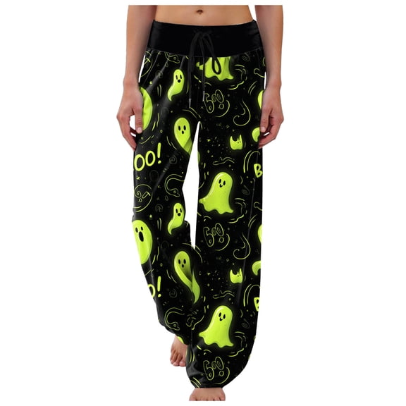 adviicd Womens Halloween Pajamas Pants Ladies Pumpkins Ghost Pajama Cute Soft Long Bottoms Women Pjs (Green, S)
