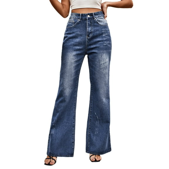adviicd Womens Jeans Women's Barrel Jeans Wide Leg Vintage Mid Rise Y2k Baggy Boyfriend Ankle Denim Pants (Blue,M)