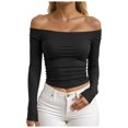 thumbnail image 2 of PRETTYGARDEN Women's Fall Two Piece Set - Off Shoulder Ribbed Top With Wide Leg Pants Outfit 2 of 4