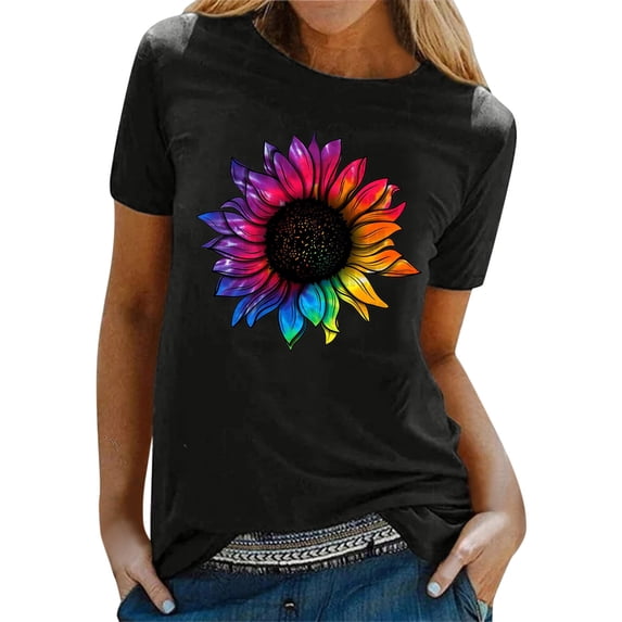 adviicd Womens Long Sleeve Tee Shirt Womens Graphic Tees Funny T-Shirts Summer Short Sleeve Tops Casual Black XXL