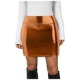 thumbnail image 1 of adviicd Womens Metallic Sexy Shiny Stretchy Short Pencil Party Skirt Coffee, M, 1 of 8