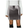 thumbnail image 1 of adviicd Womens Metallic Sexy Shiny Stretchy Short Pencil Party Skirt Grey, L, 1 of 8