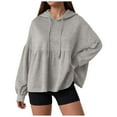 thumbnail image 1 of adviicd Womens Oversized Hoodies Sweatshirts Casual Lantern Long Sleeve Drawstring Peplum Hem Loose Pullover Tops (Grey, S), 1 of 6