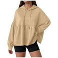 thumbnail image 1 of adviicd Womens Oversized Hoodies Sweatshirts Casual Lantern Long Sleeve Drawstring Peplum Hem Loose Pullover Tops (Khaki, XL), 1 of 6
