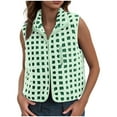 thumbnail image 1 of adviicd Womens Sherpa Vest Sleeveless Winter Waistcoat Fleece Jacket Zip Up Plaid Gilet with Chest Pocket (Light Green, M), 1 of 7