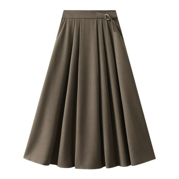 adviicd Womens Skirts Women's Voluminous Cotton Midi Skirt (Brown,One Size)