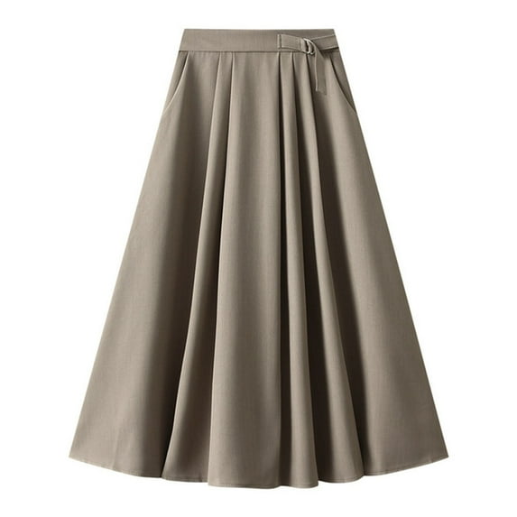 adviicd Womens Skirts Women's Voluminous Cotton Midi Skirt (Khaki,One Size)