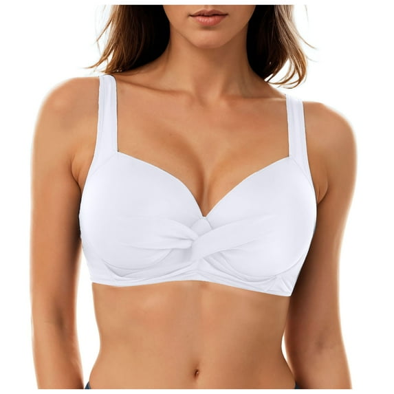 adviicd Womens Swimsuits Women Underwire Bikini Top Only Push Up Swim Top Bra Swimsuit Tops Padded Bathing Suit Top (White,S)