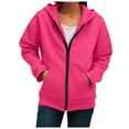 thumbnail image 1 of adviicd Womens Zip Up Hoodies Long Sleeve Fleece Jackets Coat Workout Y2K Outfits 2025 Fall Trendy Oversized Sweatshirt Hot Pink, XXL, 1 of 8