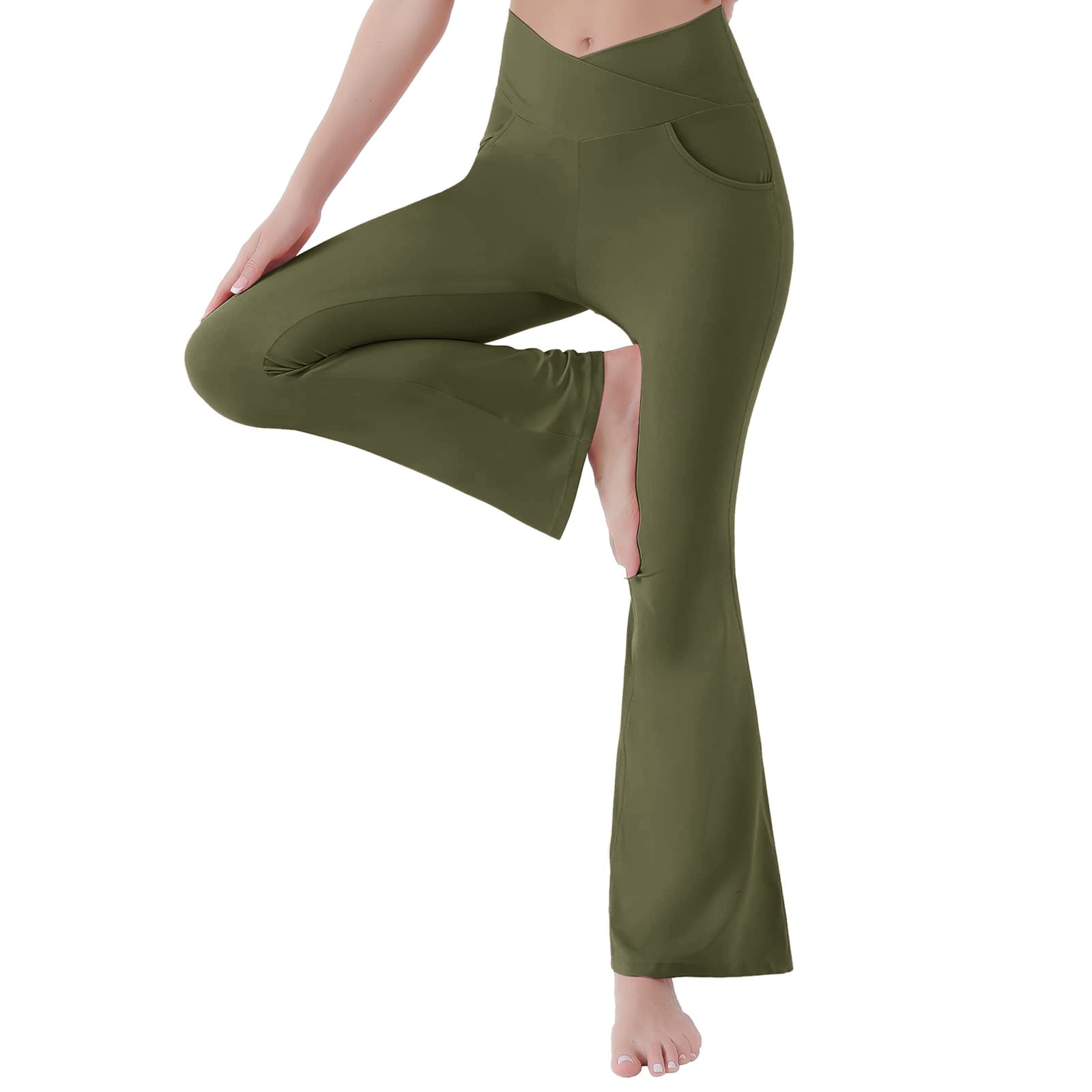 adviicd Yoga Pants For Women Dressy Yoga Leggings For Women Women's Bootcut  Yoga Pants with Pockets, High Waist Workout Bootleg Yoga Pants Tummy  Control Navy M 