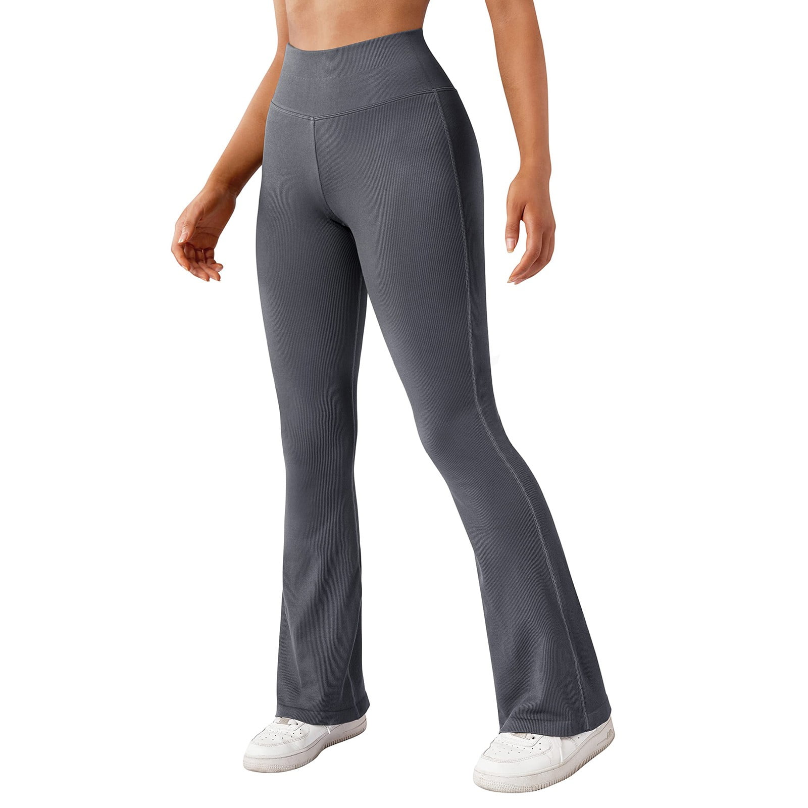 adviicd Yoga Pants Plus Size Yoga Pants For Women Women's High Waist  Workout pants Ribbed Acid Wash Lifting Tummy Control Ruched Booty Yoga long  Pants Black M 