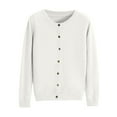 thumbnail image 1 of adviicd women's Cardigans Sweater Crew Neck Cotton Button Solid Long Sleeve Knit Sweaters (White, M), 1 of 2
