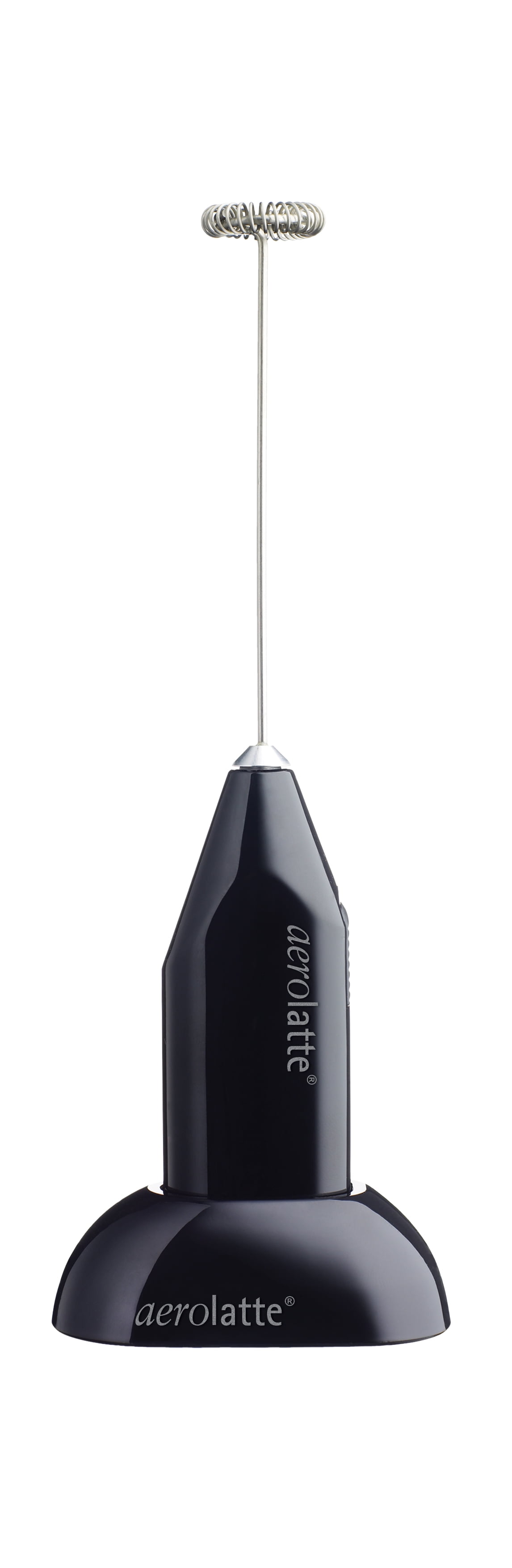 Black Handheld Stainless Steel Milk Frother with Stand