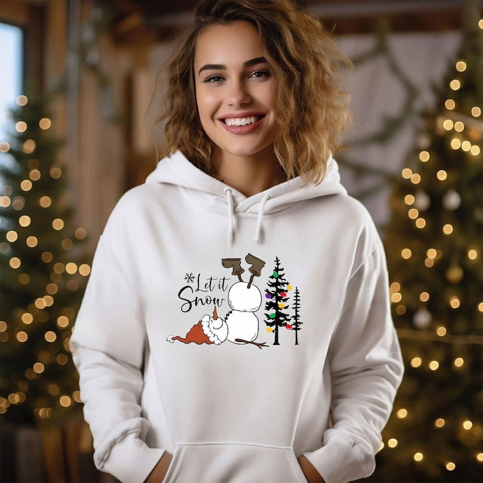 Women's Funny Leopard Print Christmas Sweatshirt - 'Merry And Bright' With Tree & Snowflake Graphic