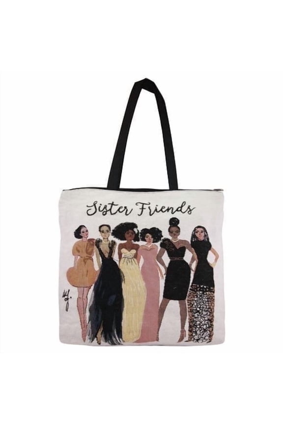 - Sister Friends Woven Tote Bag (Cotton Blend, 17" x 17") WTB-13