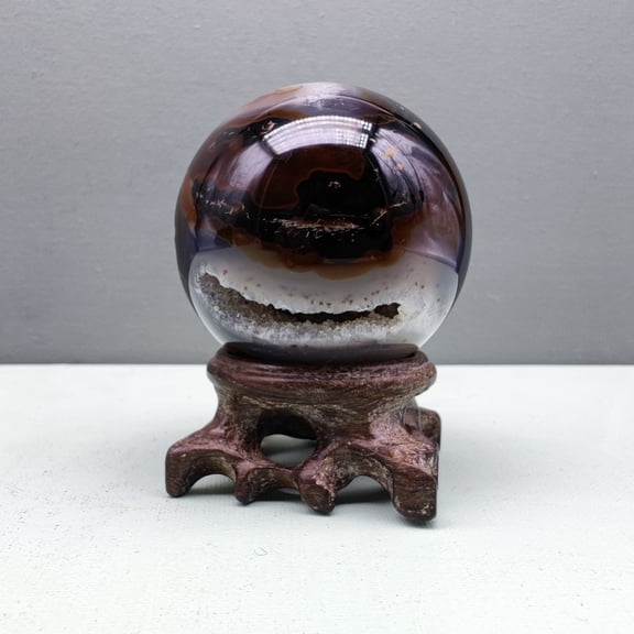 agate Crystal sphere Natural Healing Crystal carving ball for Reiki sculpture Healing and Crystal 0.38kg