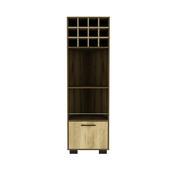 /aged Oak Corner Bar Cabinet - Living Room Storage, 12 Wine 4", 4" Cup Rack, 2 Shelves, 1 Flexible Drawer, Solid Particle Board High