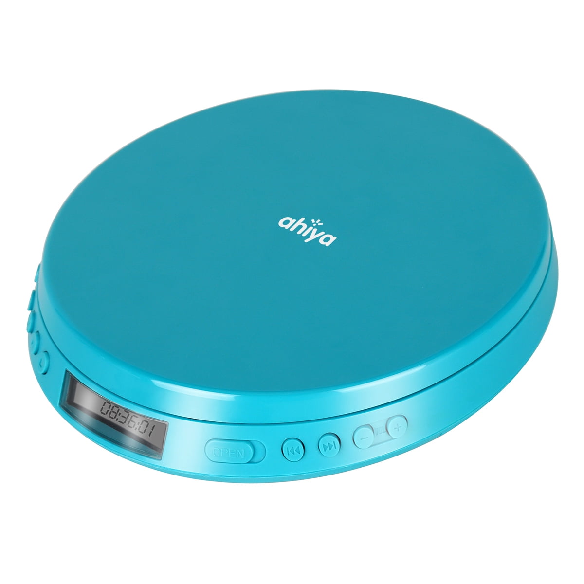 ahiya Portable CD Player, Personal Compact Disc Player with  Anti-Skip/Anti-Shock, Headphone Jack Large LCD Display for Car Use and Home  Travel,Use AA Teal