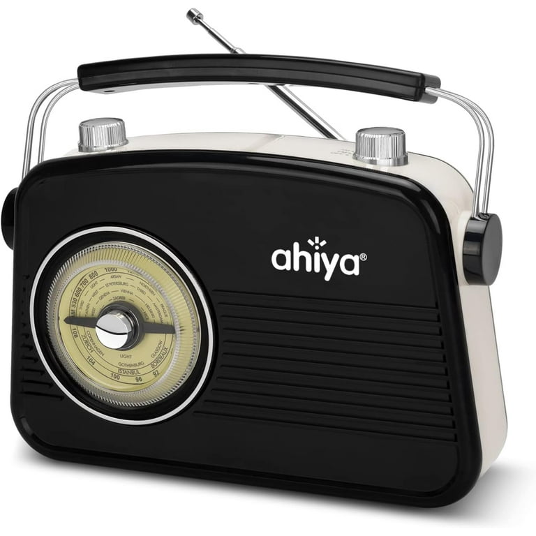 ahiya Radios Portable AM FM Analog Large Rotary Dial Swivel Good  Sensitivity And Audio External Metal Antenna Knob Switch Removable Power  Plug Or 1.5V
