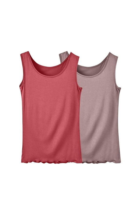 2 PC Plus Size Womens Tank Tops M-5XL Sleeveless Stretchy Pajama Tops Homewear Casual Sleep Tanks