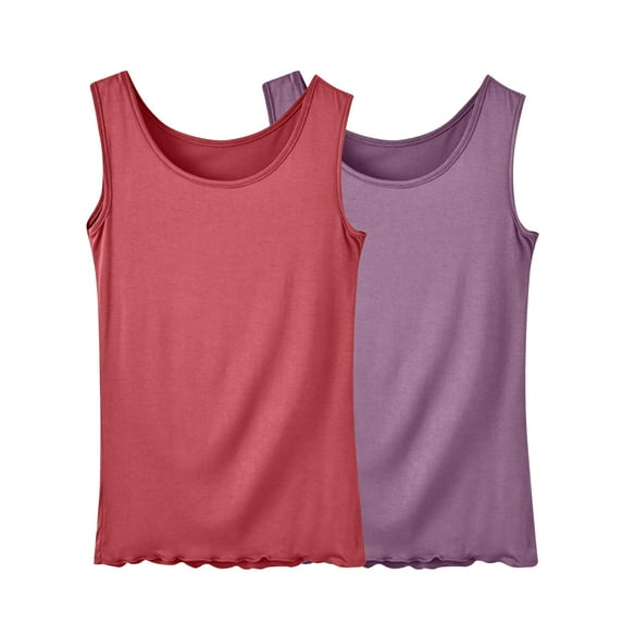 aidice 2 PC Plus Size Womens Tank Tops M-5XL Sleeveless Stretchy Pajama Tops Homewear Casual Sleep Tanks