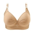 thumbnail image 1 of aidice 2pc Bras for Women Adjustable Strap V Neck Ruched Support No Underwire Solid Color Everyday Bras, 1 of 9