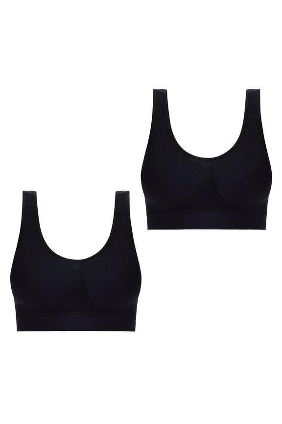 2pc Push up Bras for Women Plus Size Wirefree Wide Strap Smoothing Support Seamless Everyday Bras