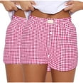 thumbnail image 1 of aidice 2pc Summer Shorts for Women Casual Plaid Loose Hot Pants Elastic Waisted Ruched Homewear Shorts, 1 of 5