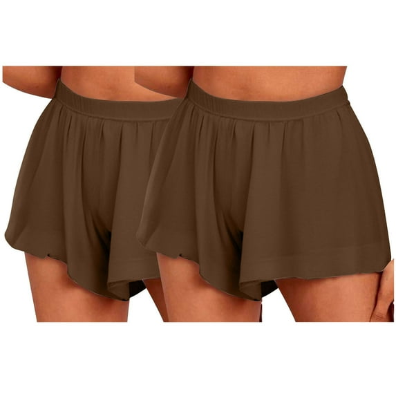 aidice 2pc Womens Athletic Shorts Summer Elastic Waisted Solid Color Loose Workout Shorts Activewear