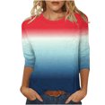 thumbnail image 1 of aidice 3/4 Length Sleeve Womens Tops Casual Round Neck Fitting Tee Shirts Comfy Gradient Color Shirts, 1 of 4