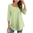 thumbnail image 1 of aidice 3/4 Length Sleeve Womens Tops Casual Round Neck Shirts Comfy Fitting Solid Color Tee Shirts, 1 of 4