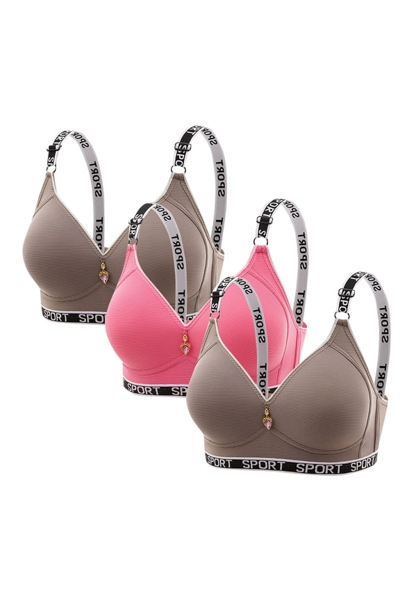 3pc Bralettes for Women No Underwire Breathable Adjustable Strap Support Comfy Everyday Bras