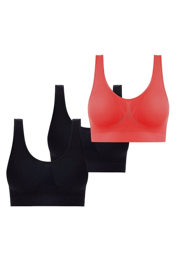 3pc Plus Size Bras for Women Wireless Wide Strap Smoothing Seamless Comfy Support Push up Bras