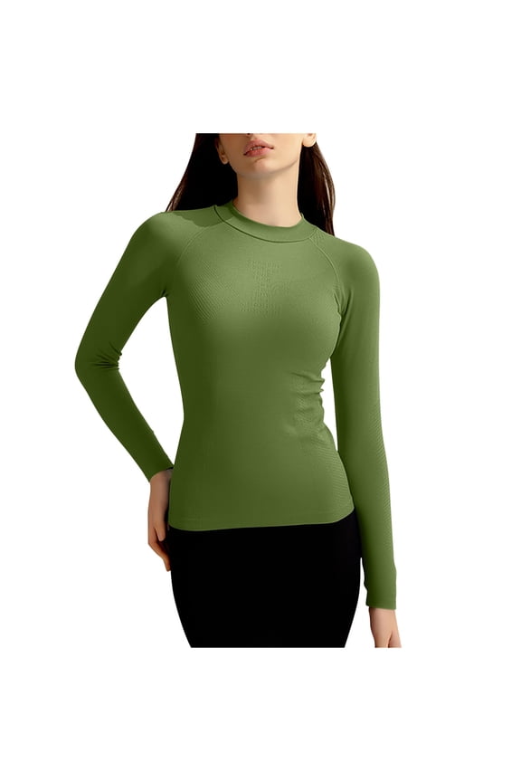 Athletic Tops for Women Crewneck Long Sleeve Skinny Stretch Breathable Yoga Workout Tshirts