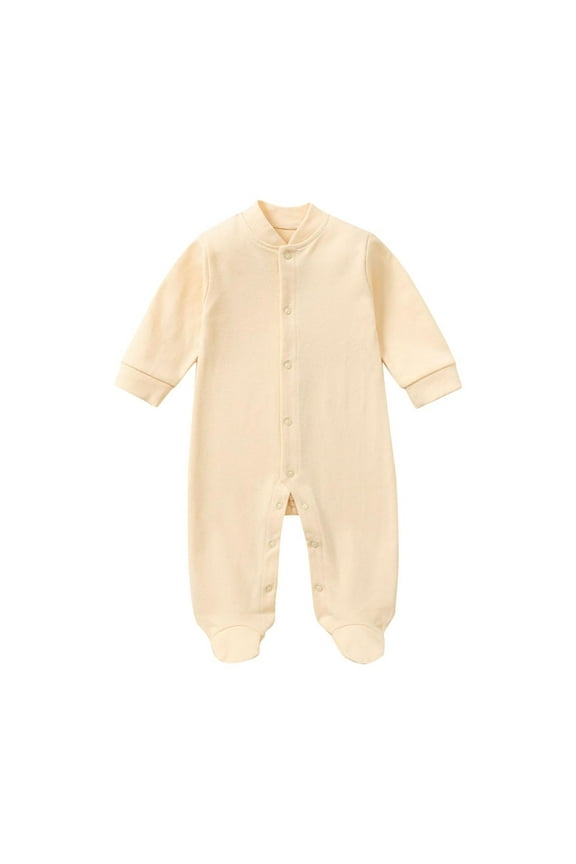 Baby Boy Girl Clothes Infant Footed Onesie Button up Toddler Long Sleeve Unisex Cute Newborn Clothes