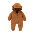 thumbnail image 1 of aidice Baby Boy Girl Clothes Toddler Winter Warm Newborn Fleece Hooded Infant Footed Zipper Unisex Rompers, 1 of 9