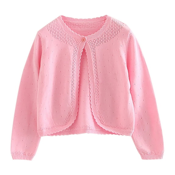 aidice Baby Girl Cardigan Sweaters Round Neck Ruffle Button Long Sleeve Hollow out Fall Jackets Tops