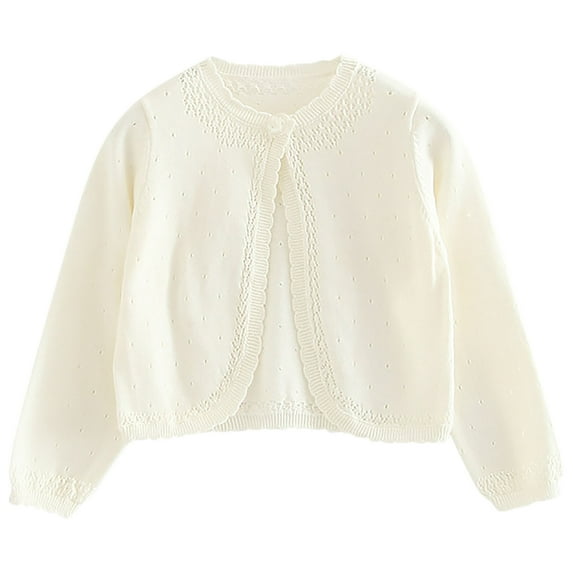 aidice Baby Girl Cardigan Sweaters Round Neck Ruffle Button Long Sleeve Hollow out Fall Jackets Tops