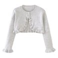 thumbnail image 1 of aidice Baby Girl Clothes Cropped Cardigans Open Front Ruffle Long Sleeve Knit Comfy Dress Cover up Tops, 1 of 6