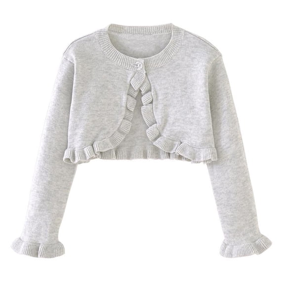 aidice Baby Girl Clothes Cropped Cardigans Open Front Ruffle Long Sleeve Knit Comfy Dress Cover up Tops
