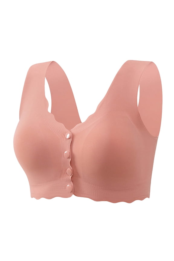 Bras for Women Wirefree Front Closure Seamless Smoothing Wide Strap Support Ruffle Everyday Bras