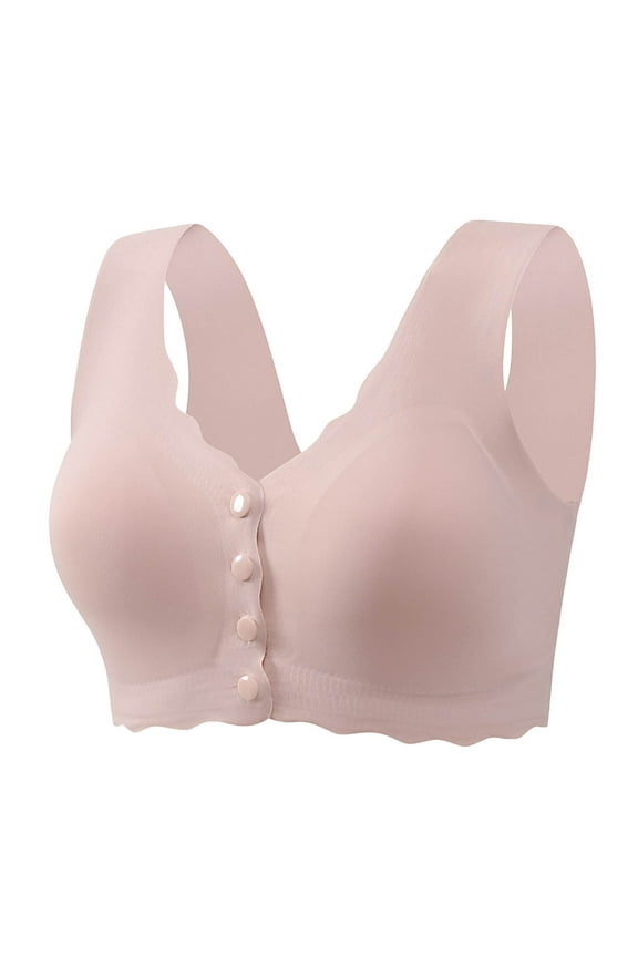 Bras for Women Wirefree Front Closure Seamless Smoothing Wide Strap Support Ruffle Everyday Bras