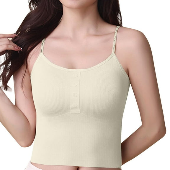 aidice Built in Bra Tank Top for Women Sleeveless Strap Crop Tops Summer Casual Undershirts Free Size