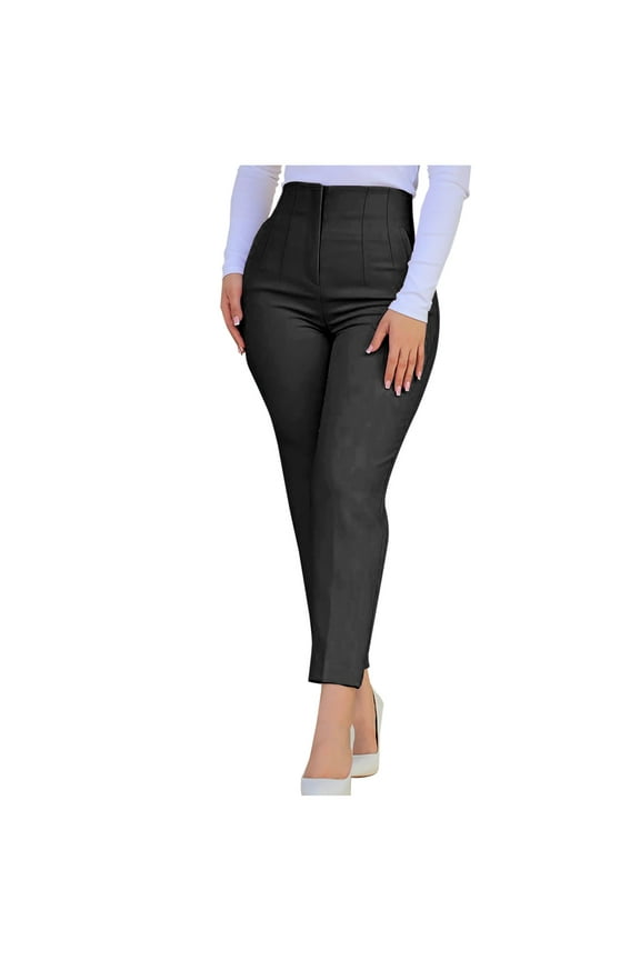 Business Casual Pants for Women High Waisted Slim Fitted Tapered Leg Dress Pants Formal Trousers