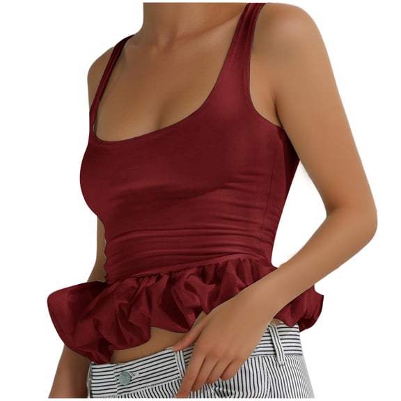 aidice Camisole Top for Women Strap Chest Wrappd Sleeveless Flowy Tanks Sexy Summer Fashion Top Solid Color