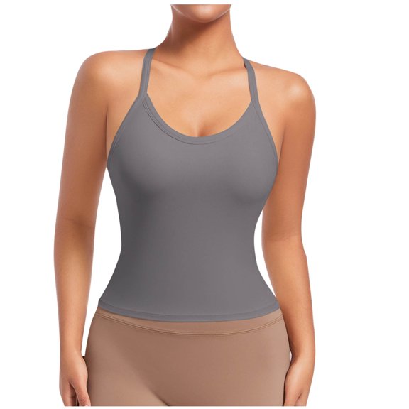 aidice Camisole Tops for Women Sleevless Strap Stretchy Yoga Tops Slim Workout Gym Tanks Solid Color